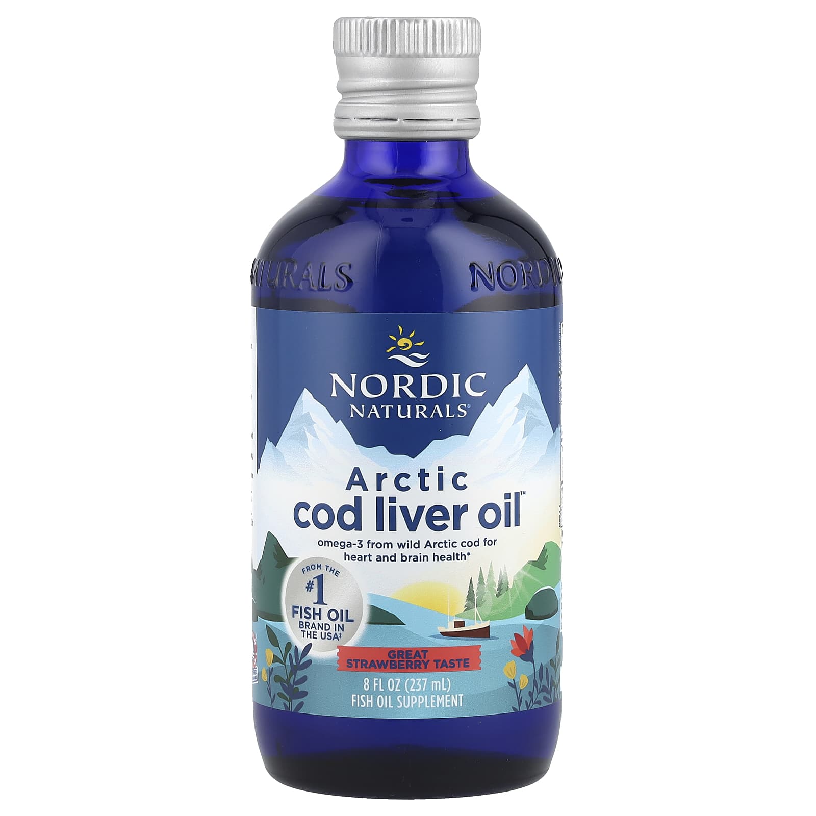 Nordic Naturals, Arctic Cod Liver Oil™, Strawberry, 8 fl oz (237 ml) UPC 768990567834 | HiLife Vitamins